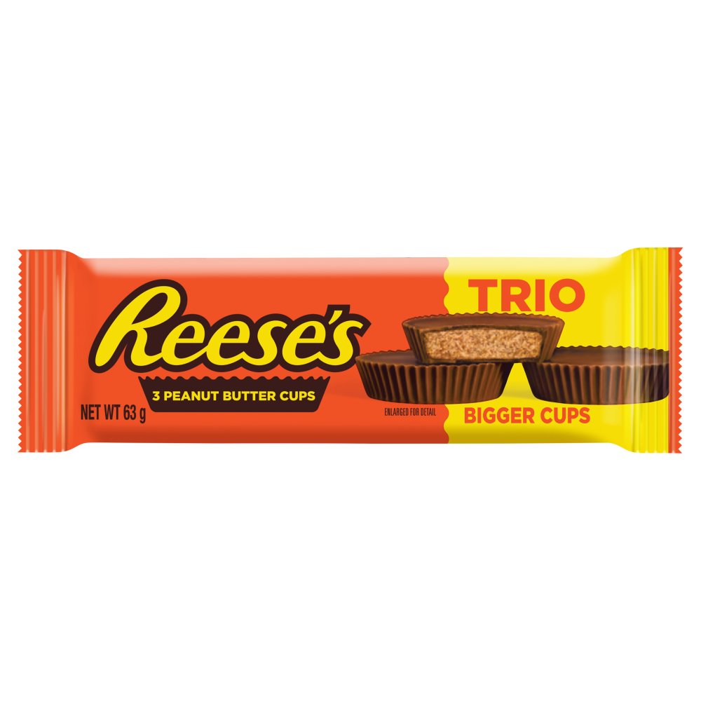 Reese’s Milk Chocolate and Peanut Butter Cups, Trio (3 Pack), 63g 63g × 40 × 1