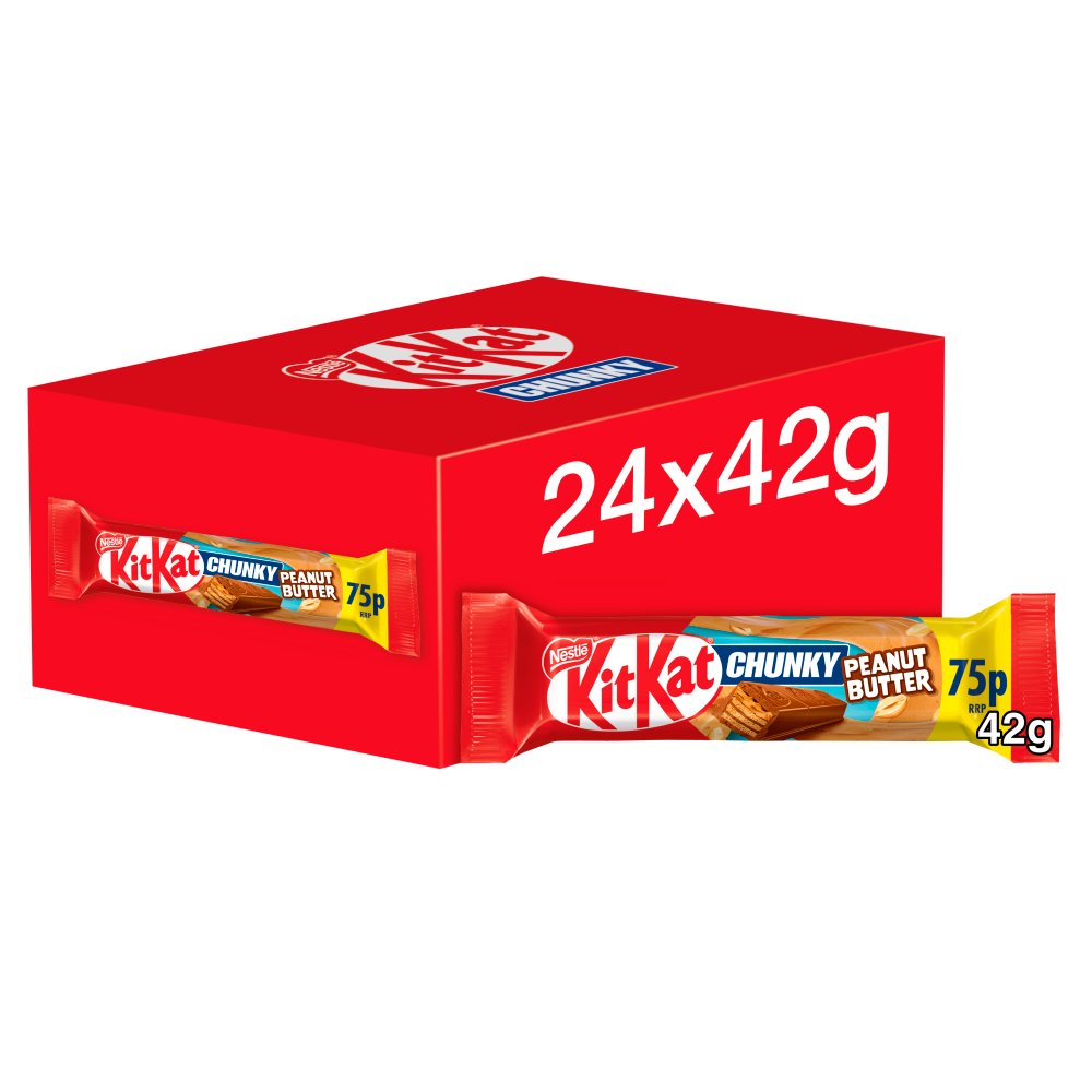 KitKat Chunky Peanut Butter Chocolate Bar 42g  75p Sgl × 24 × 1