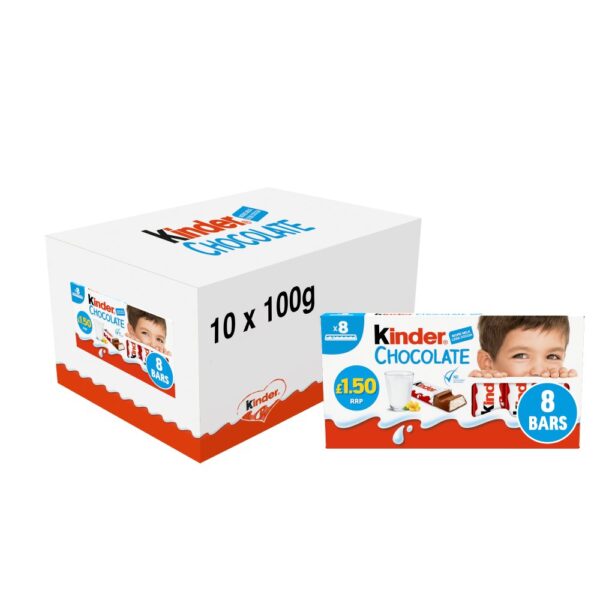 Kinder Chocolate Small Bars 8 x 12.5g (100g) 100g × 10 × 4