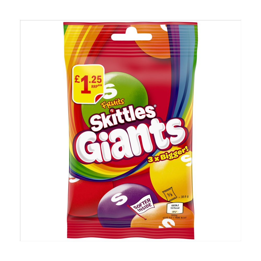 Skittles Giants Vegan Chewy Sweets Fruit Flavoured Treat Bag   116g 116g × 14 × 1