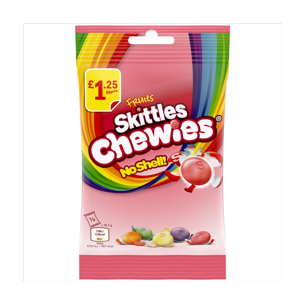 Skittles Chewies Vegan Sweets Fruit Flavoured Treat Bag   125g 125g × 12 × 1