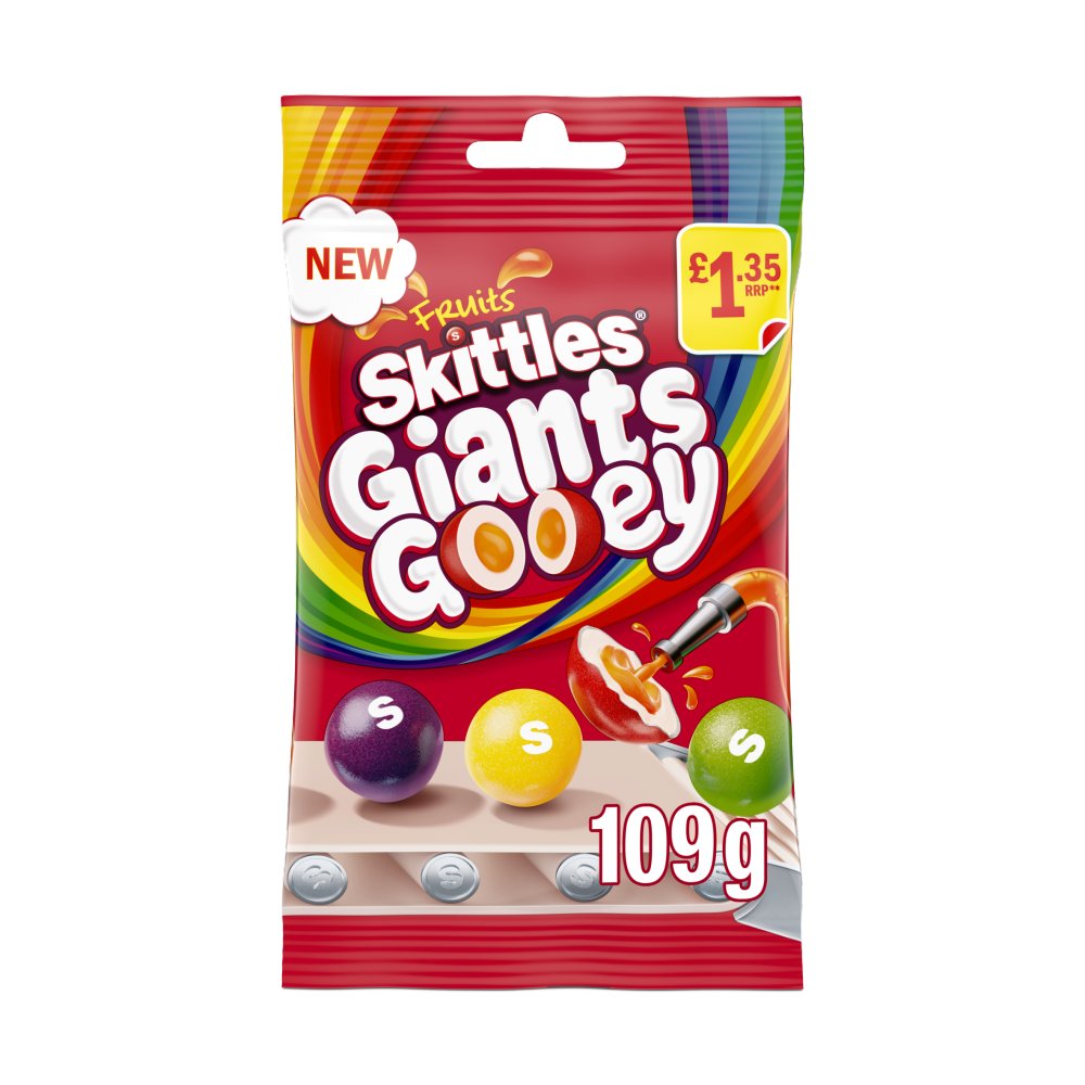 Skittles Giants Gooey Vegan Chewy Sweets Fruit Flavoured Treat Bag   109g 109g × 14 × 1
