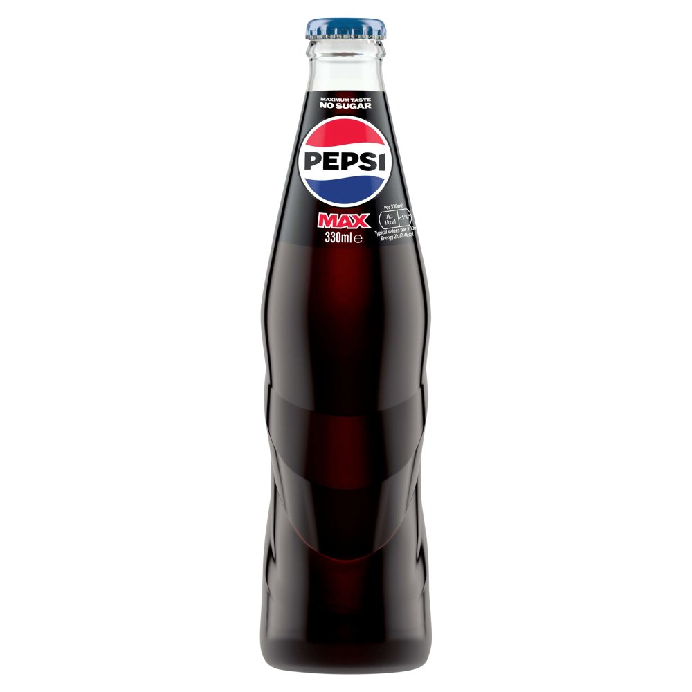 Pepsi Max No Sugar Cola Glass Bottles 12 x 330ml 330ml × 12 × 1