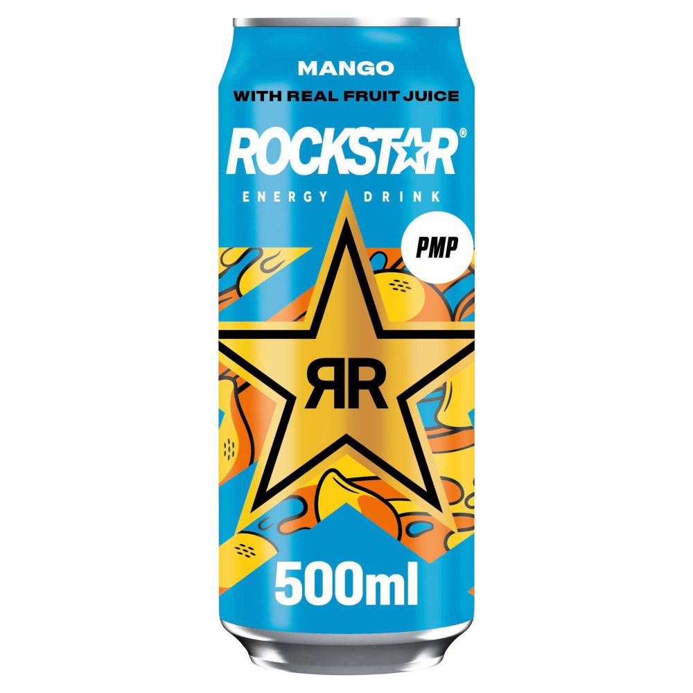 Rockstar Energy Drink Mango with Real Fruit Juice 500ml 500ml × 12 × 1