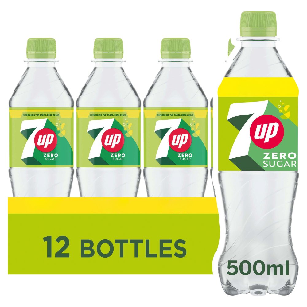 7UP Zero Sugar Free Lemon & Lime Bottle  500ml 500ml × 12 × 1