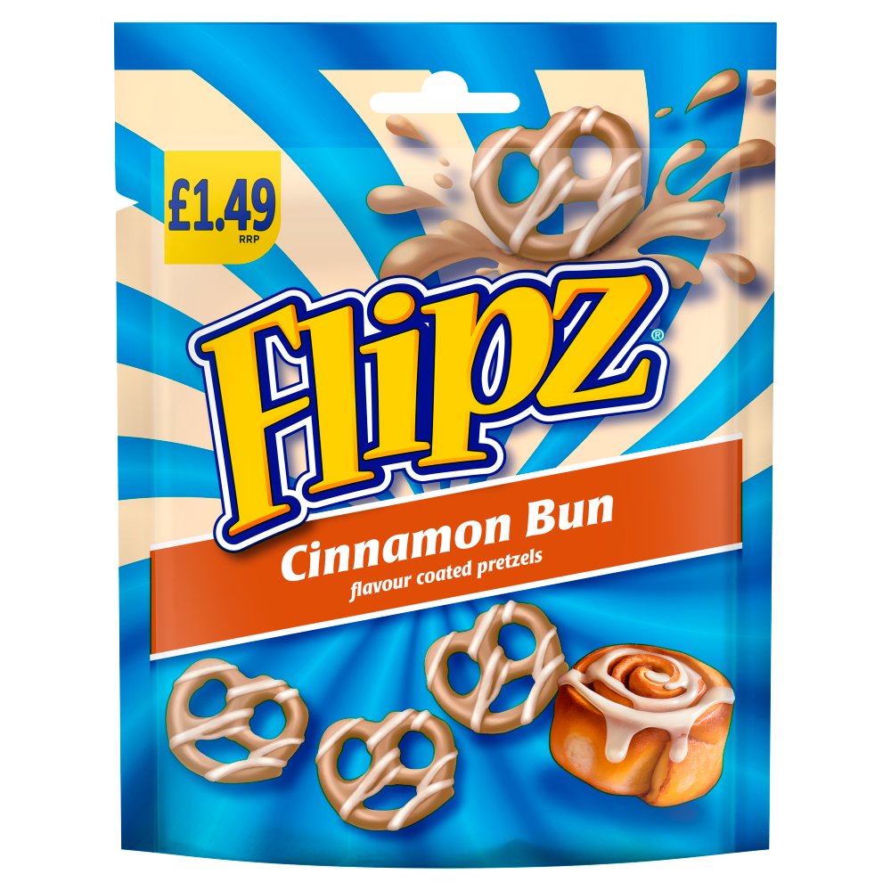 Flipz Cinnamon Bun Flavour Coated Pretzel Snacks   80g 80g × 12 × 1