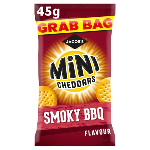 Jacob’s Grab Bag Mini Cheddars Smoky BBQ Flavour Snacks 45g 45g × 30 × ...