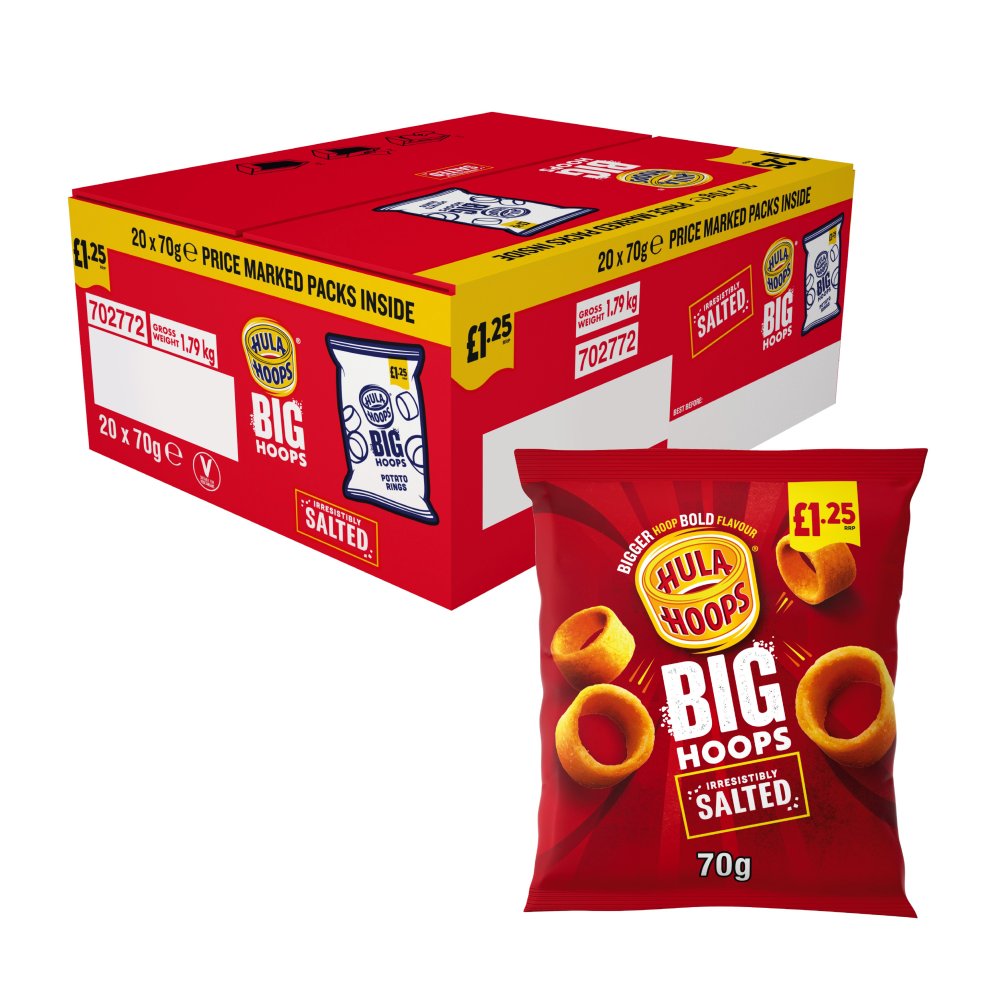 Hula Hoops Big Hoops Salted Crisps 70g,   70g × 20 × 1