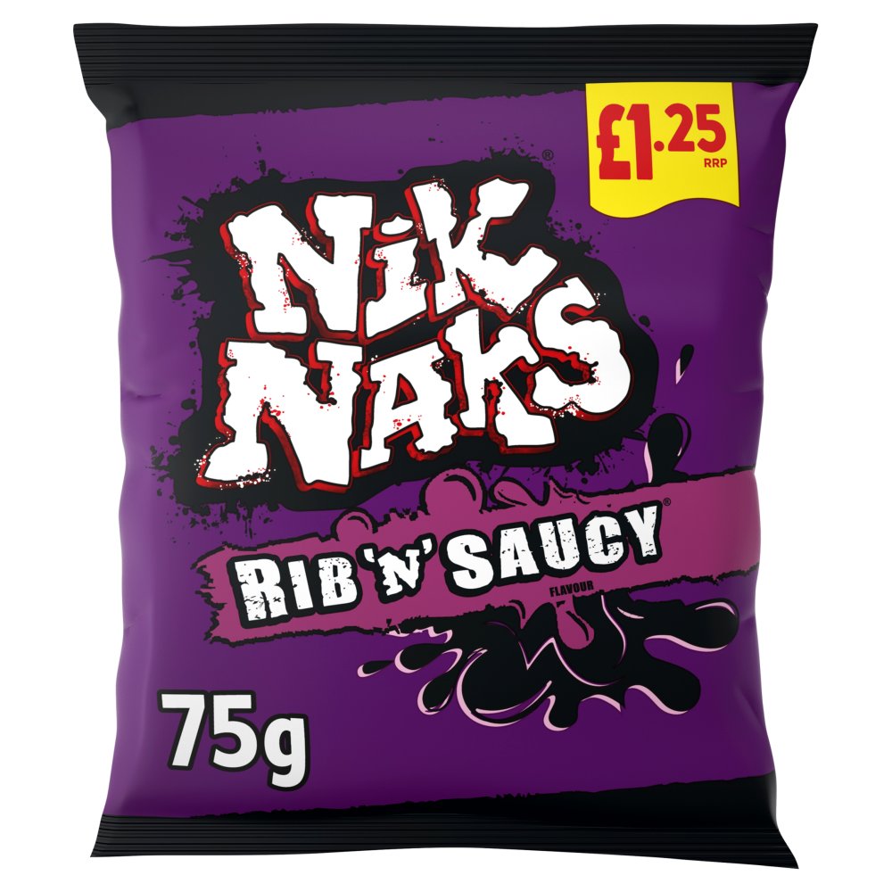 Nik Naks Rib ‘N’ Saucy Crisps 75g,   75g × 20 × 1
