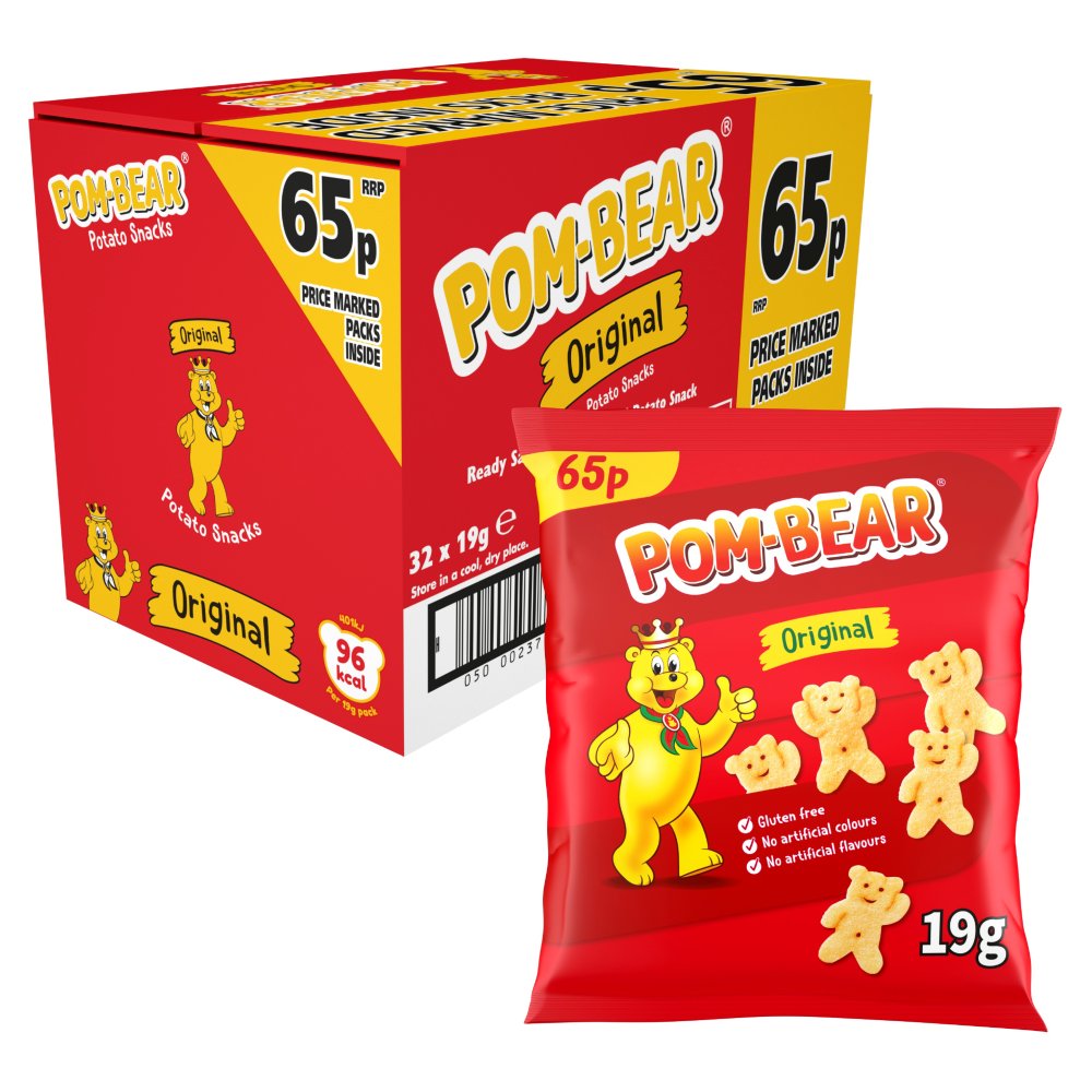 Pom-Bear Original Crisps 19g, 65p  19g × 32 × 1