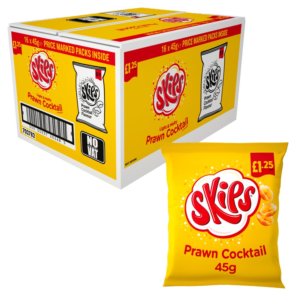Skips Prawn Cocktail Crisps 45g,   45g × 16 × 1