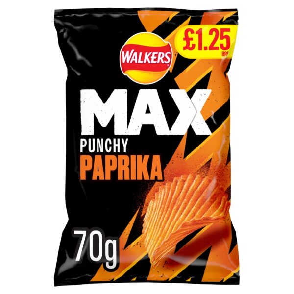 Walkers Max Punchy Paprika Crisps  RRP  70g 70g × 15 × 1