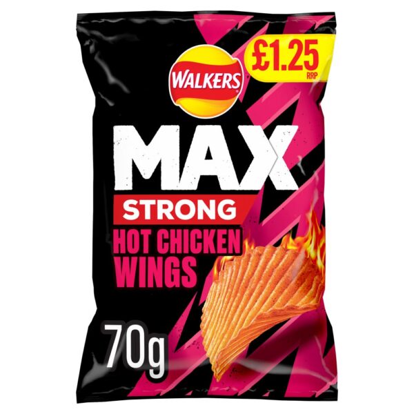 Walkers Max Strong Hot Chicken Wings Crisps  RRP  70g 70g × 15 × 1