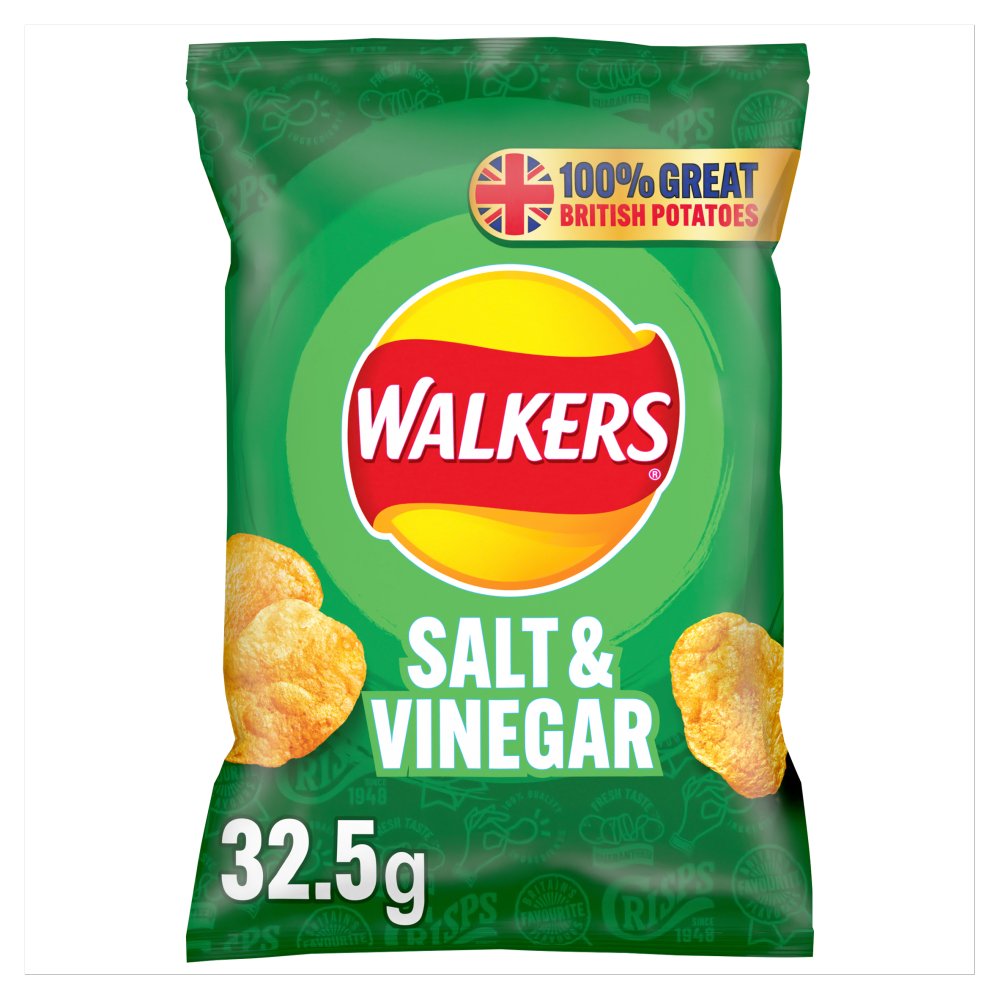 Walkers Salt & Vinegar Crisps 32.5g 32.5g × 32 × 1