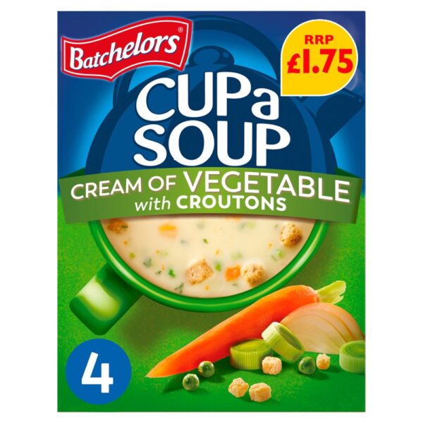 Batchelors Cup a Soup Cream of Vegetable 4 Instant Soup Sachets 122g 122g × 9 × 1