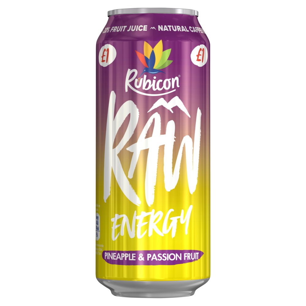 Rubicon Raw Energy Pineapple & Passion Fruit 500ml 500ml × 12 × 1