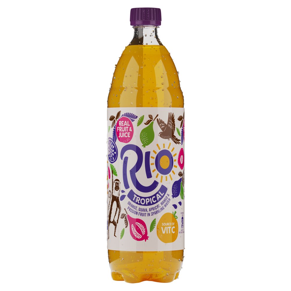 Rio Tropical Orange, Guava, Apricot, Mango & Passion Fruit in Sparkling Water 1.5L 1.5Ltr × 6 × 1