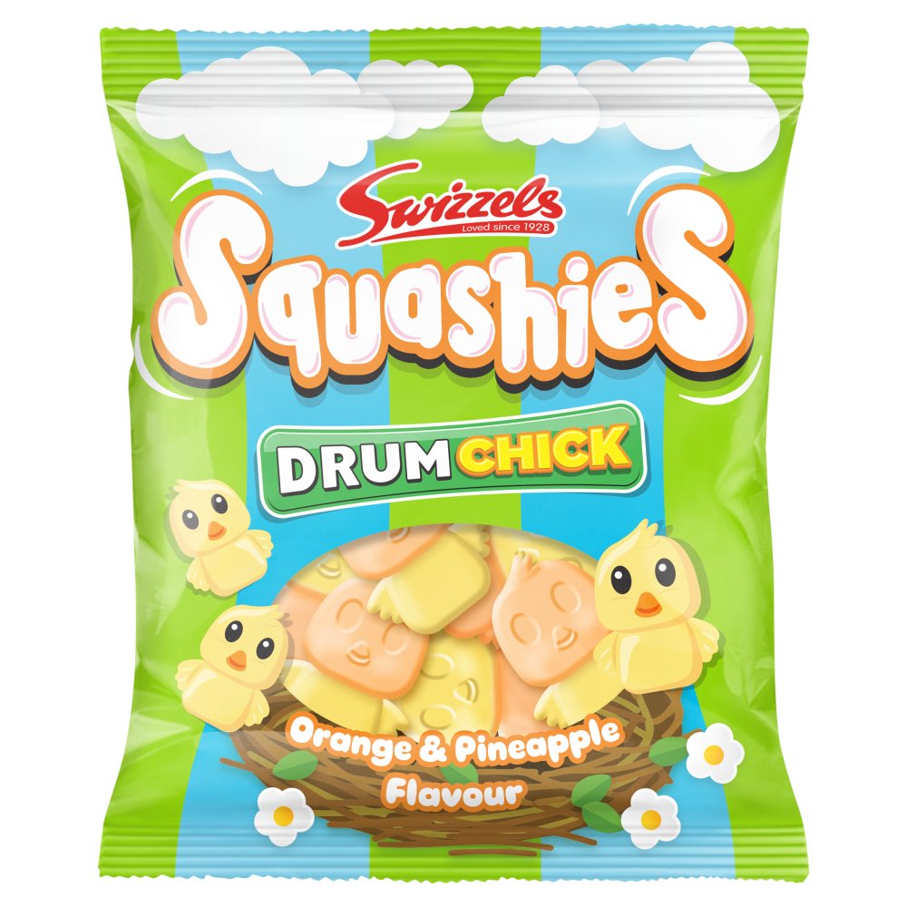 Swizzels Squashies Drum Chick Orange & Pineapple Flavour 120g 120g × 12 × 1