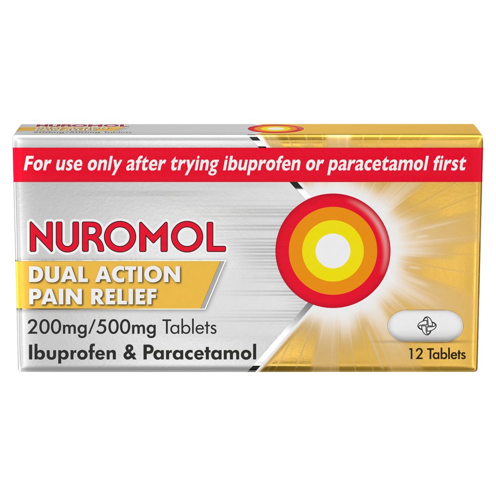 Nuromol Dual Action Pain Relief 200mg/500mg 12 Tablets 12s × 6 × 1