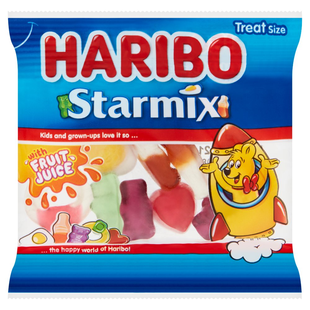 HARIBO Starmix Fruit & Cola Flavour Jelly & Foam Sweets Fun Size Bag 16g 10p × 100 × 1
