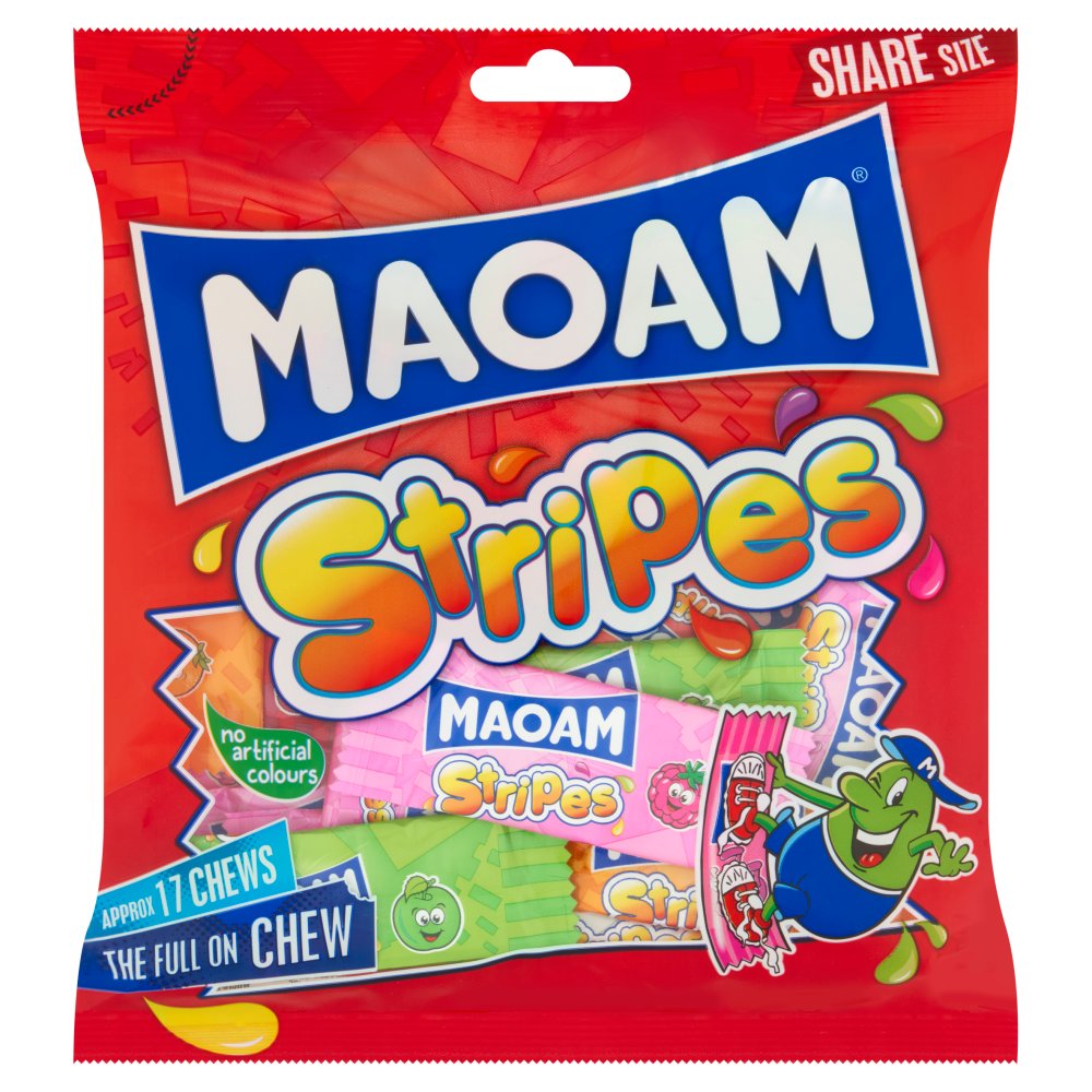 MAOAM Stripes Fruit & Cola Flavour Chewy Sweets Sharing Bag 140g 140g × 14 × 1