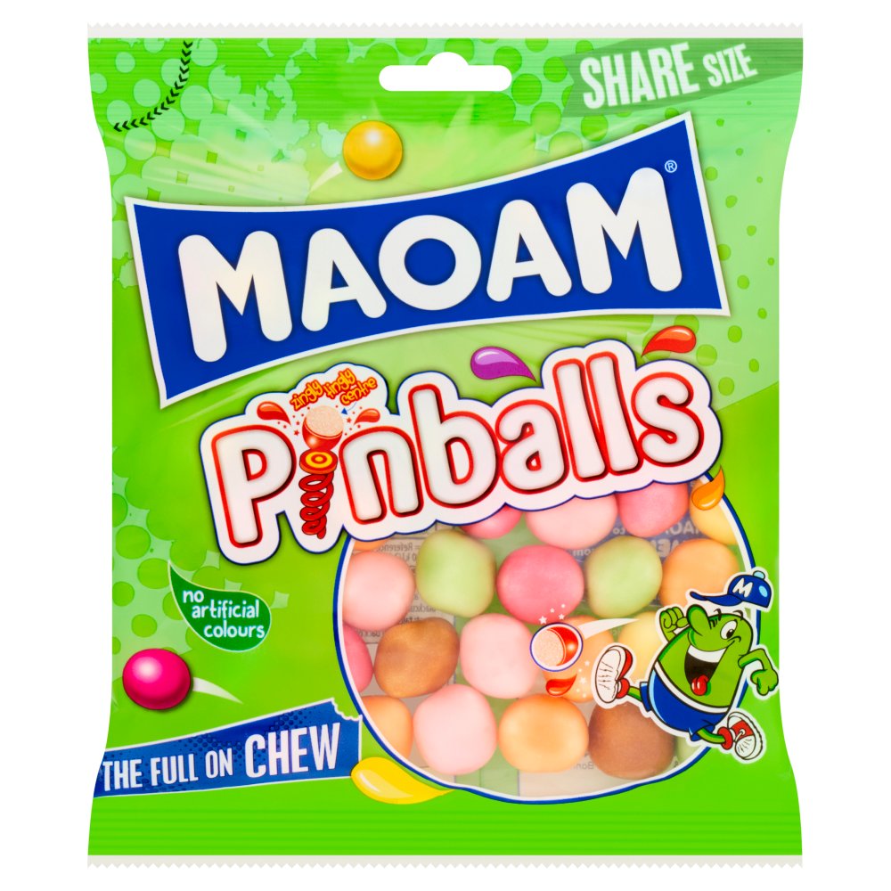 MAOAM Pinballs Fruit & Cola Flavour Chewy Sweets Sharing Bag 140g 140g × 14 × 1