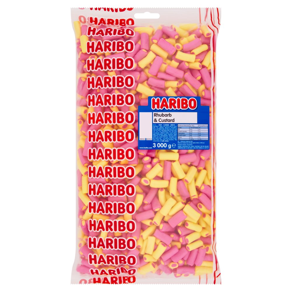 HARIBO Rhubarb & Custard Chewy Sweets Bag 3kg 3000g × 1