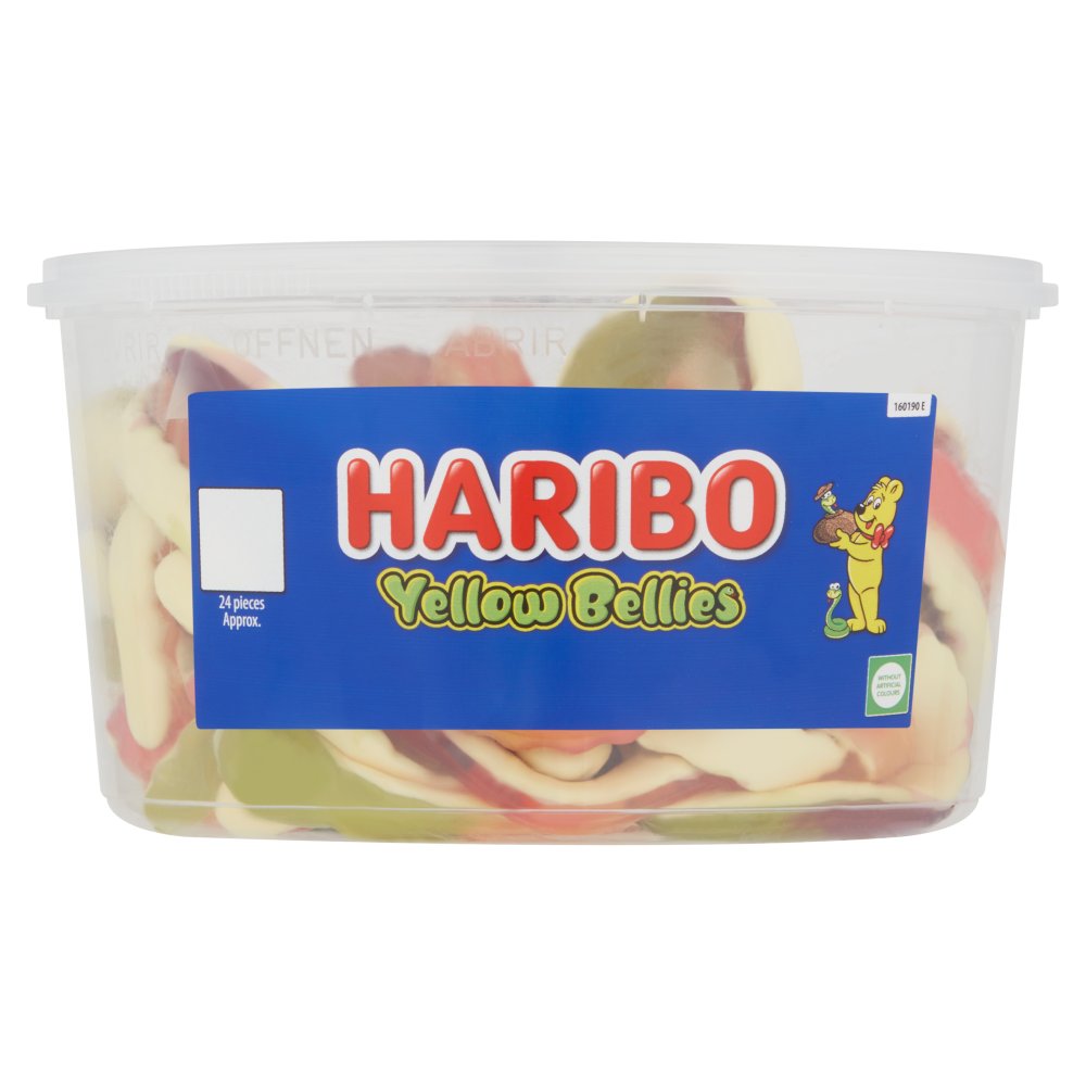 HARIBO Yellow Bellies Fruit Flavour & Foam Gums Sweets Tub 768g Pce × 24 × 1