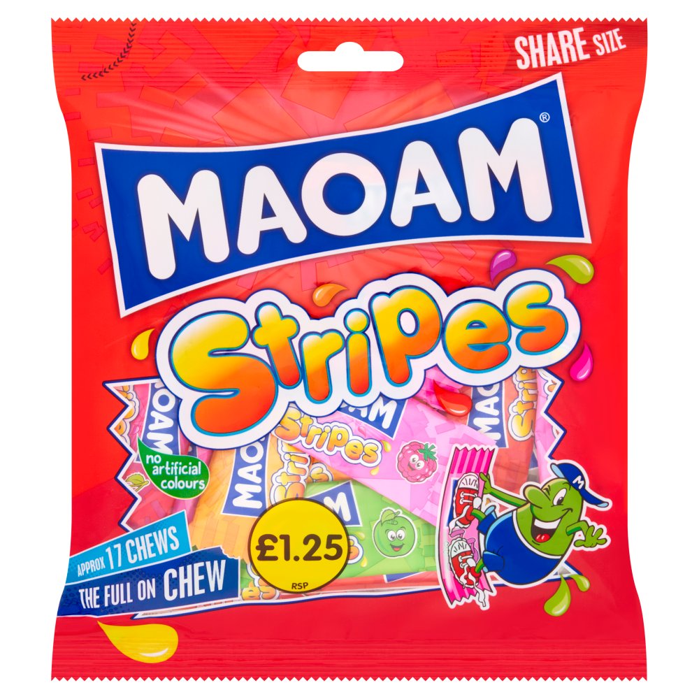 MAOAM Stripes Fruit & Cola Flavour Chewy Sweets Sharing Bag 140g 140g × 14 × 1