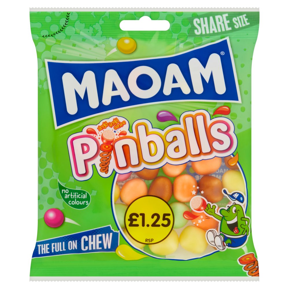 MAOAM Pinballs Fruit & Cola Flavour Chewy Sweets Sharing Bag 140g 140g × 14 × 1