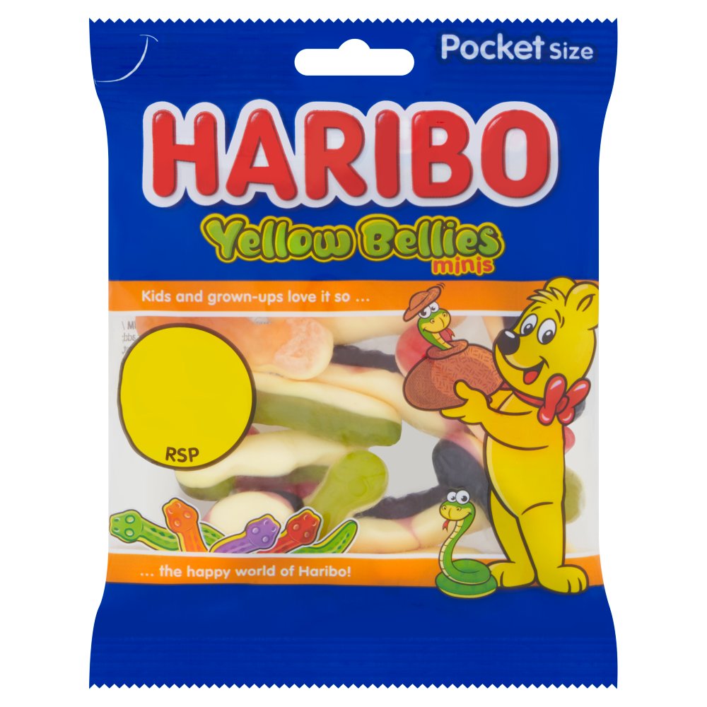 HARIBO Yellow Bellies Fruit Flavour & Foam Gums Sweets Fun Size Bag 60g 60g × 20 × 1