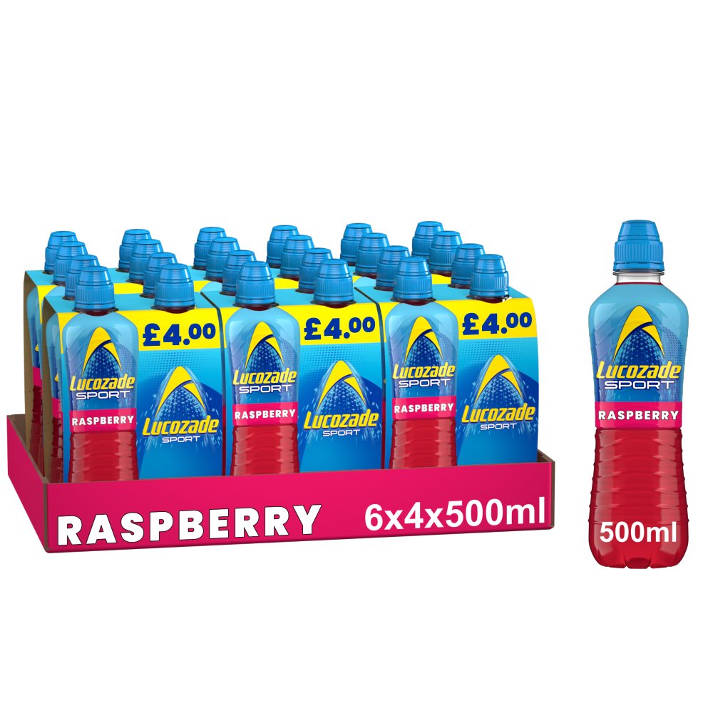 Lucozade Sport Drink Raspberry 4x500ml   4pk × 6 × 1