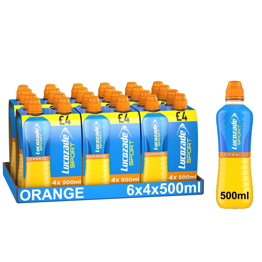 Lucozade Sport Drink Orange 4x500ml   4pk × 6 × 1