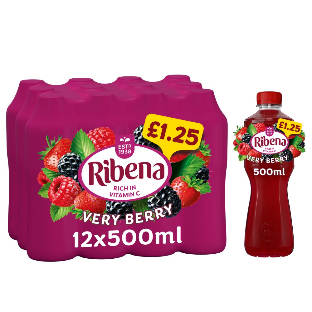 Ribena Very Berry Juice Drink 500ml   500ml × 12 × 1