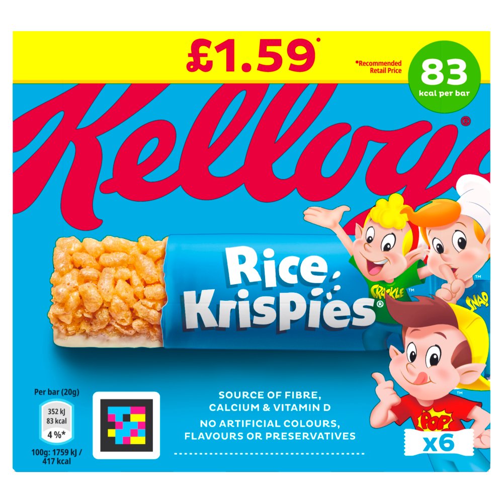 Kellogg’s Rice Krispies Cereal Snack Bars 6 x 20g   120g × 14 × 1