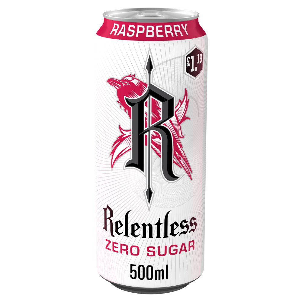 Relentless Zero Sugar Raspberry Energy Drink 500ml   500ml × 12 × 1