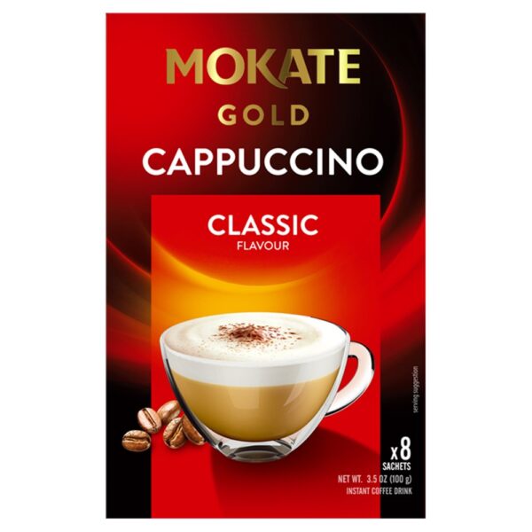 Mokate Gold Cappuccino Classic Flavour Instant Coffee Drink 8 x 12.5g (100g) 8s × 12 × 1