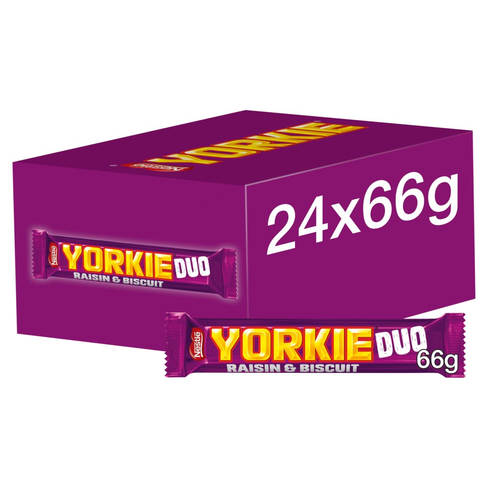 Yorkie Raisin & Biscuit Chocolate Duo Bar 66g 66g × 24 × 1