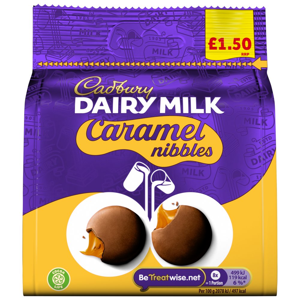 Cadbury Dairy Milk Caramel Nibbles Chocolate Bag   85g 085g × 10 × 1