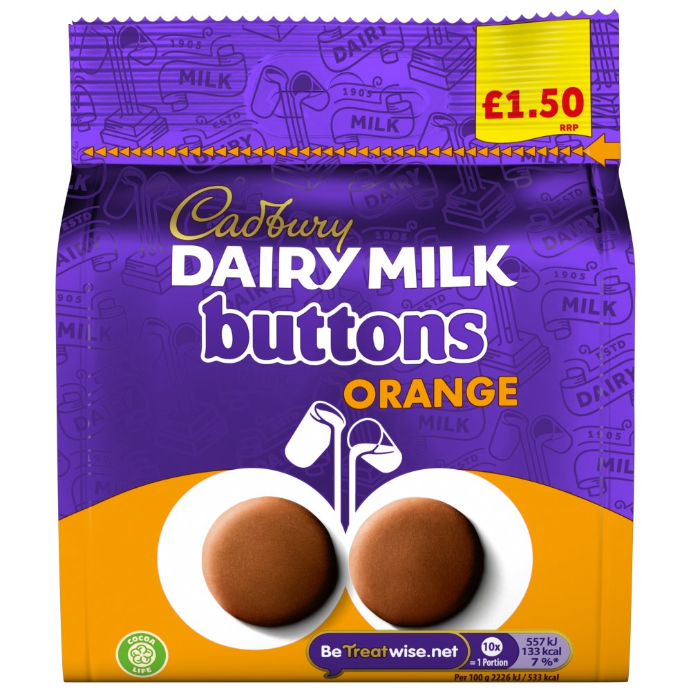 Cadbury Dairy Milk Orange Buttons Chocolate Bag   85g 85g × 10 × 1