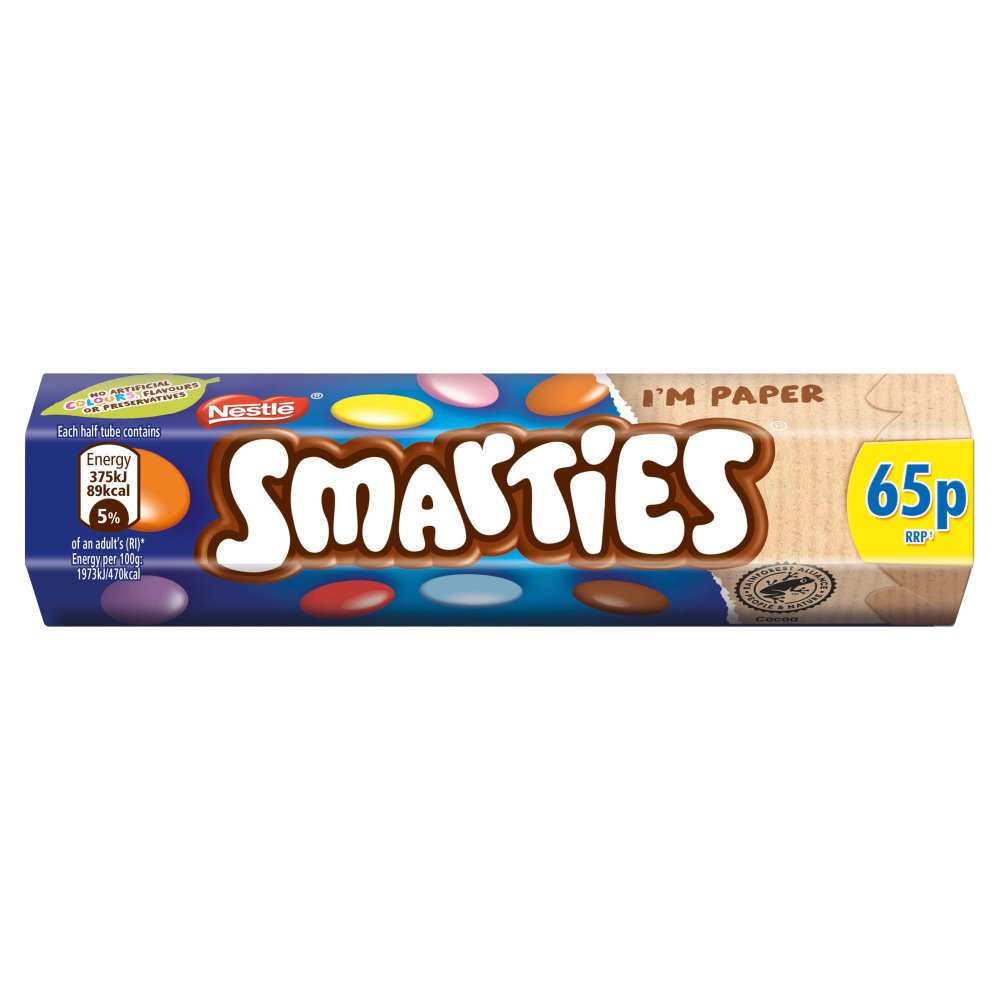 Smarties Milk Chocolate Tube 38g  65p 38g × 24 × 1