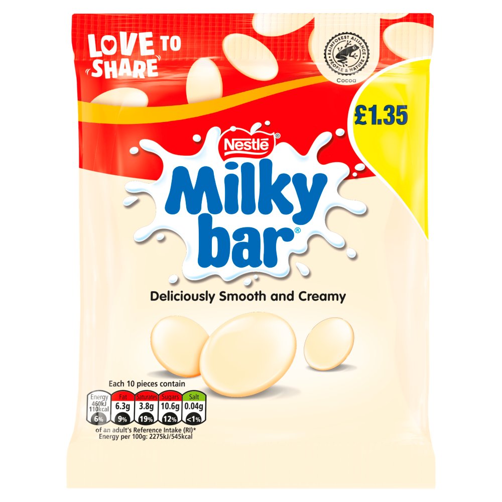 Milkybar Giant Buttons White Chocolate Sharing Bag 85g   85g × 12 × 1