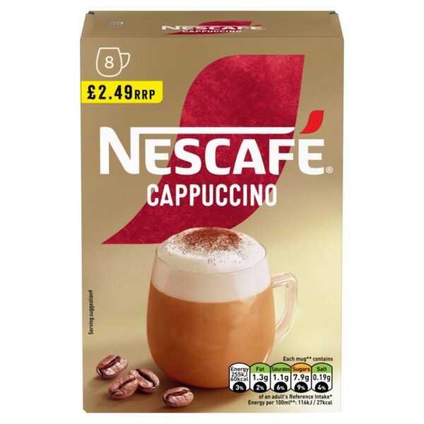 Nescafe Cappuccino Instant Coffee 8 x 15.5g Sachets   124g × 6 × 1