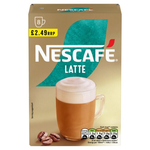 Nescafe Latte Instant Coffee 8 x 18g Sachets   144g × 6 × 1