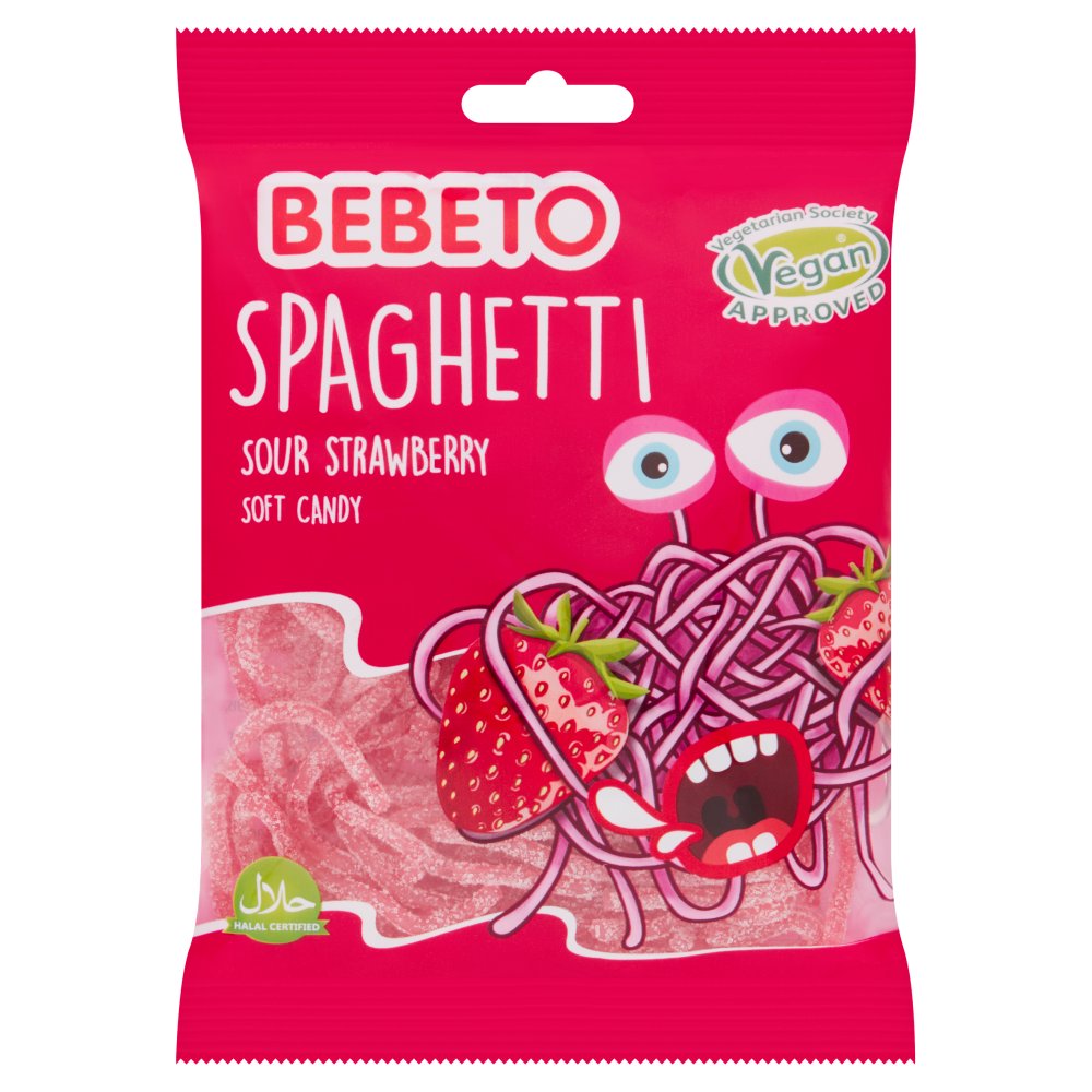 Bebeto Spaghetti Sour Strawberry Soft Candy 70g 70g × 20 × 4
