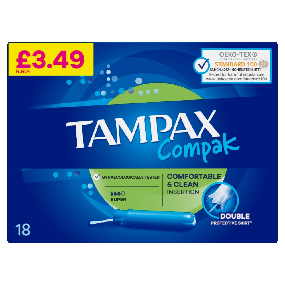 Tampax Compak Super Tampons With Applicator X18 18s × 6 × 1