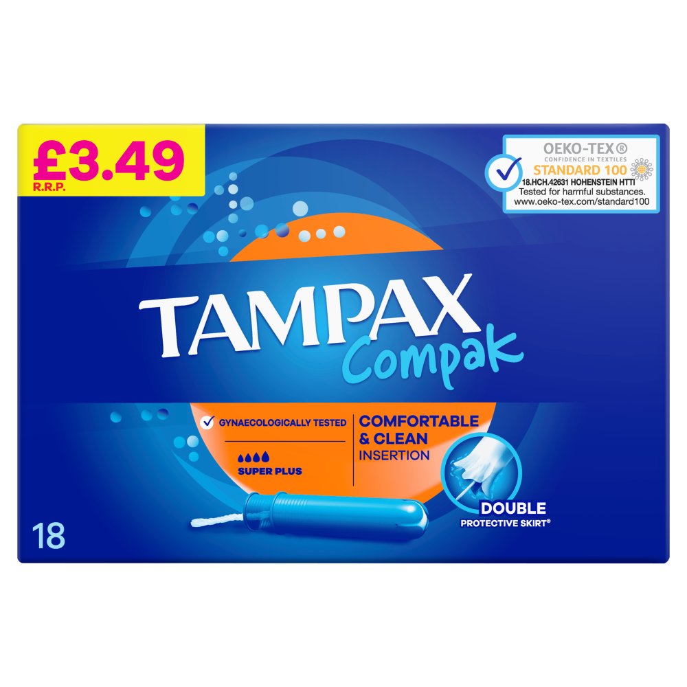 Tampax Compak Super Plus Tampons With Applicator X18 18s × 6 × 1