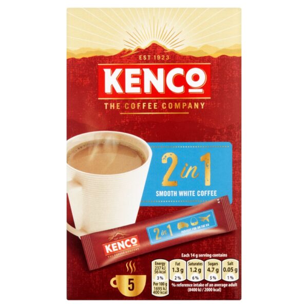 Kenco 2 in 1 Smooth White Instant Coffee Sachets 5x14g (70g) 5sch × 7 × 1