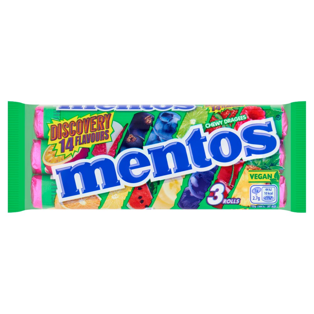 Mentos Chewy Dragees 3 x 37.5g 121.5g × 25 × 1