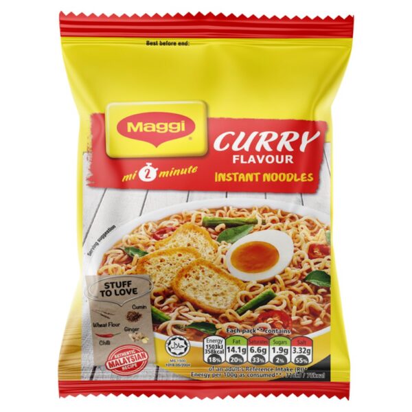 Maggi 2 Minute Authentic Malaysian Curry Flavour Instant Noodles 79g 71g × 20 × 1